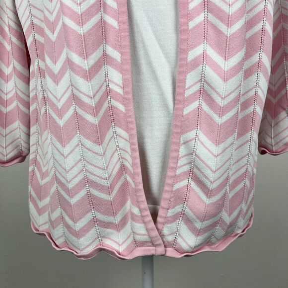 Vintage Alfred Dunner Sweater Women Extra Large Pink White Chevron Built In - Picture 7 of 16